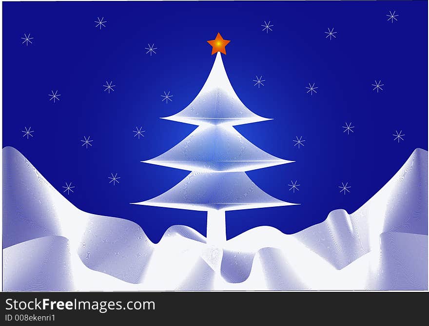 Christmas tree and Star - vector illustration