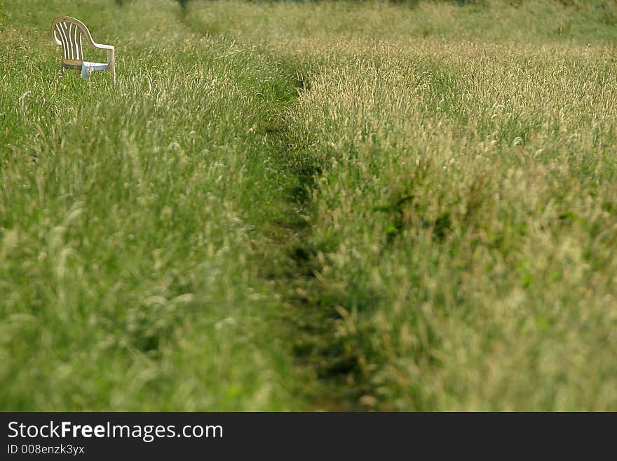 Chair, field, evening, grass, Germany, the road, One, loneliness, white, green, Wuppertal. Chair, field, evening, grass, Germany, the road, One, loneliness, white, green, Wuppertal