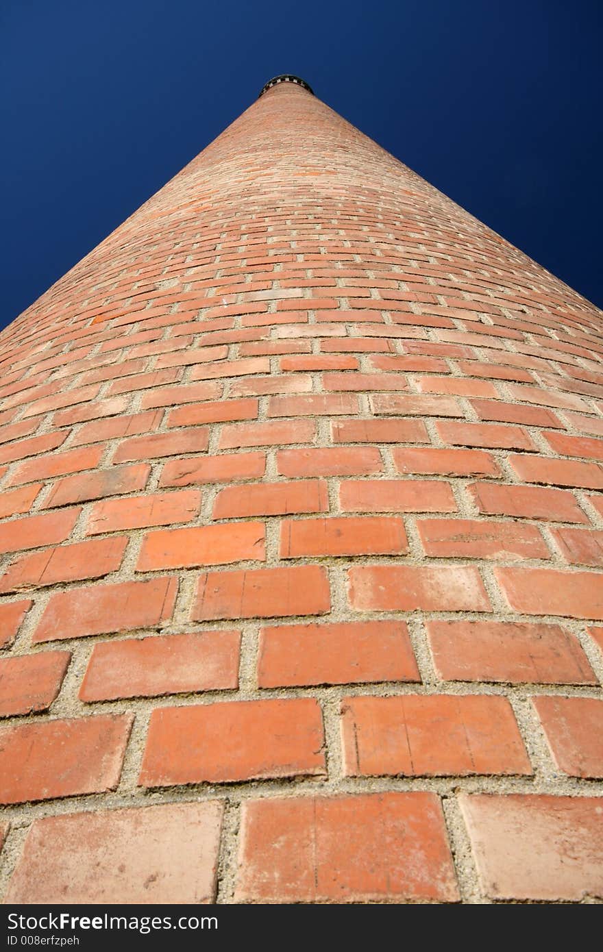 Big red brick chimney, France