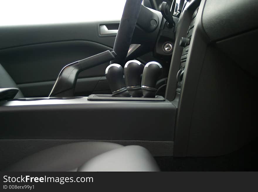 Manual Car Shifter knob moving thorugh the gears. Manual Car Shifter knob moving thorugh the gears