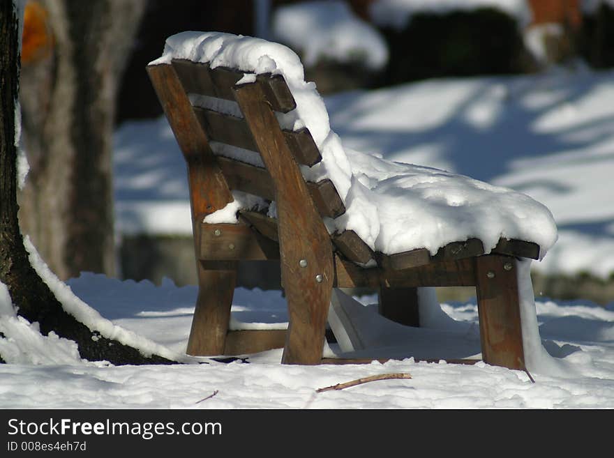 Snow Covered Bench