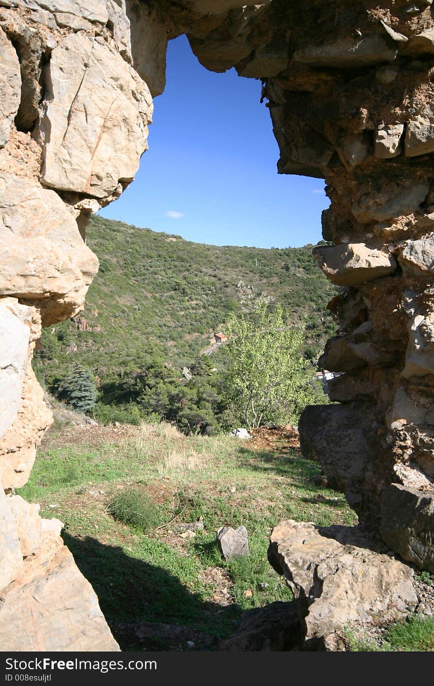 Stone arch in the hills, southern france