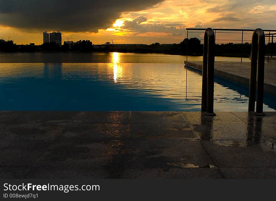 Sunset poolside