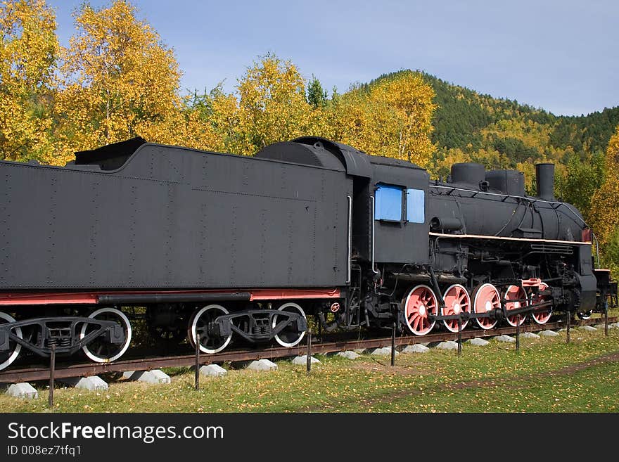 The steam locomotive with the coal car