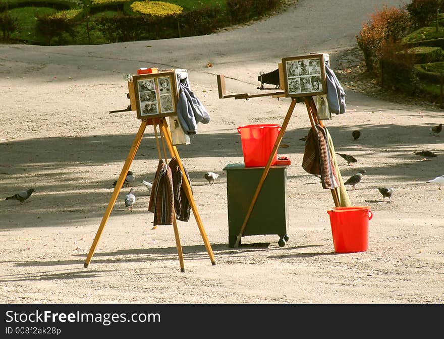 Antique photographic equipment: pinhole camera. Antique photographic equipment: pinhole camera