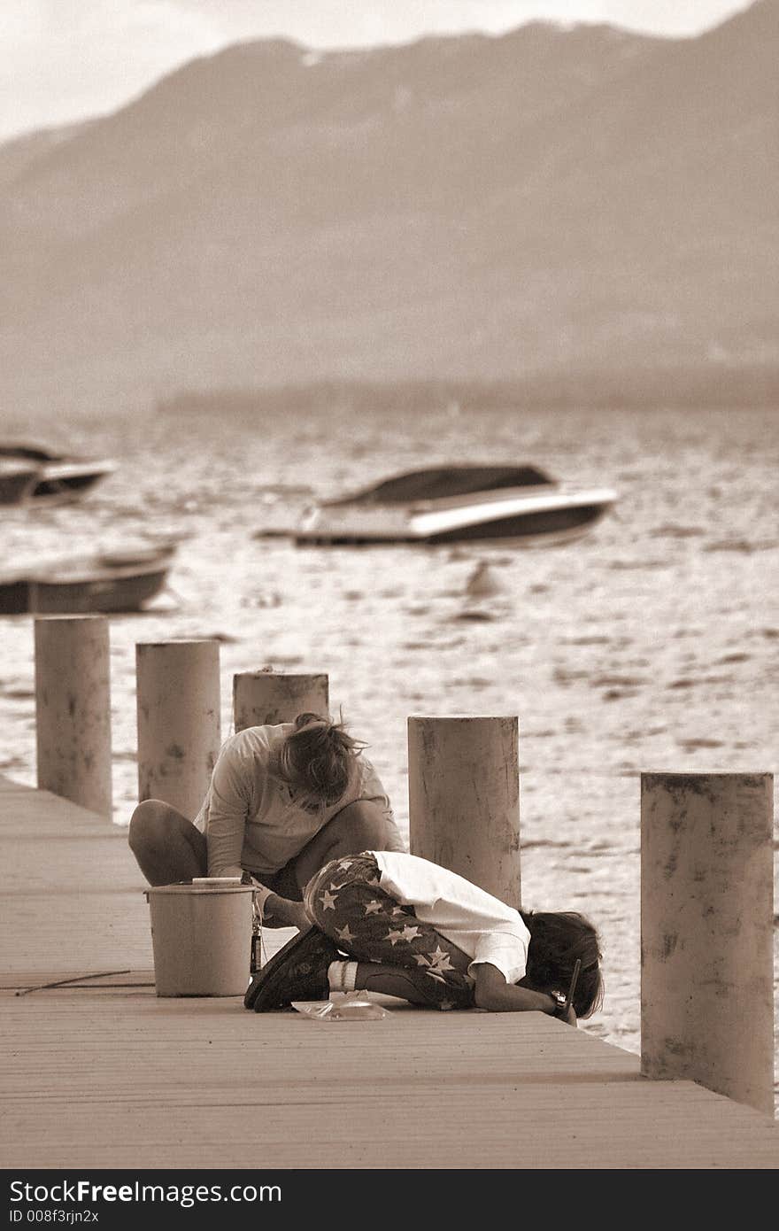 Line fishing off the pier