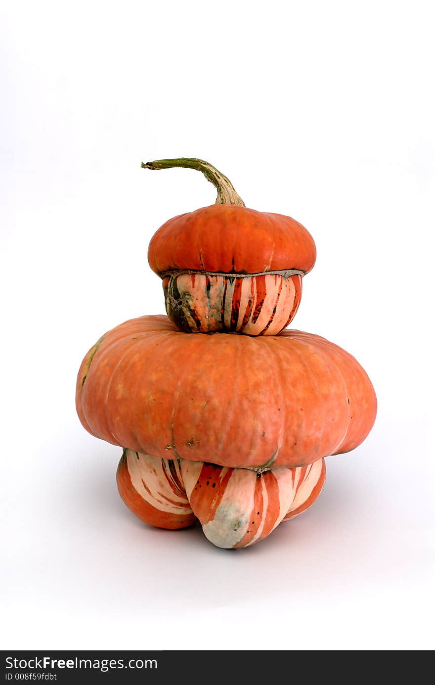 Orange pumpkin on a light background. Orange pumpkin on a light background