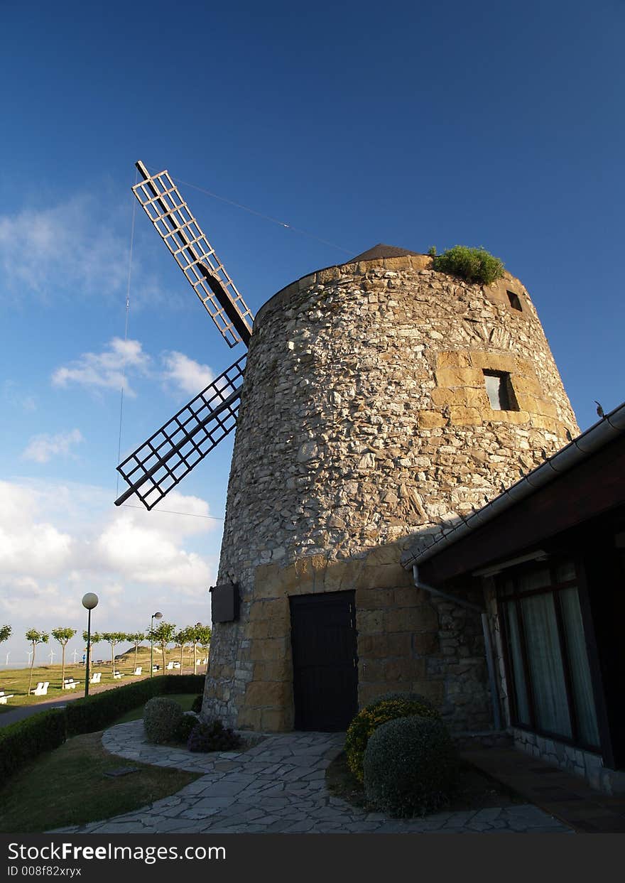 Wind mill at algorta, evening time