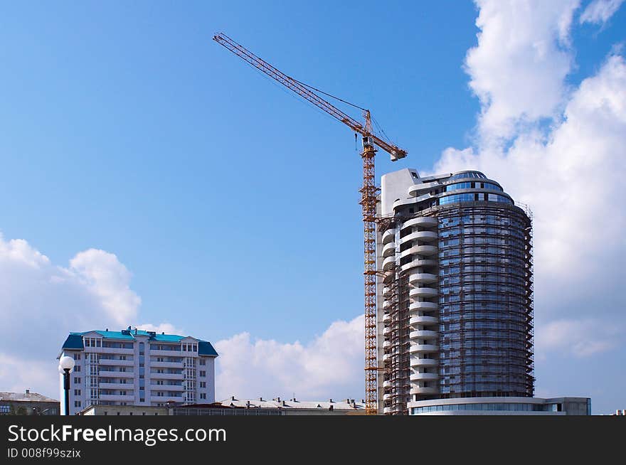 Construction big round office block. Construction big round office block