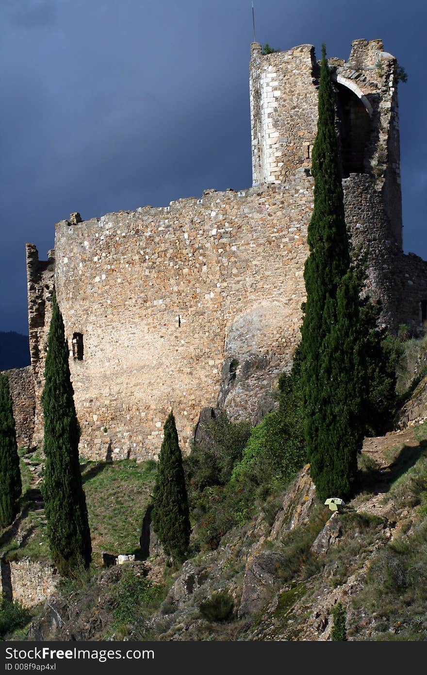 Castle ruins with a tower