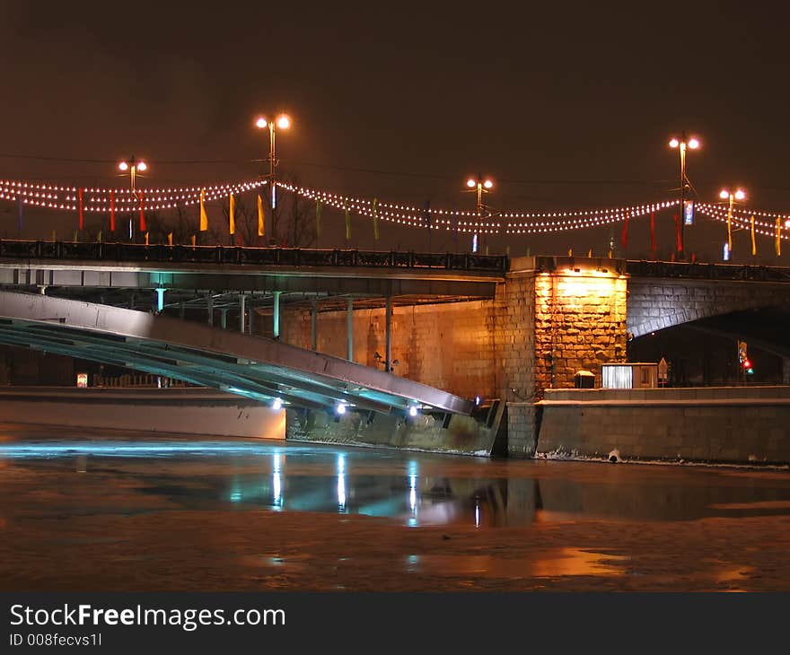 A fragment of one of the Moscow's bridges. A fragment of one of the Moscow's bridges