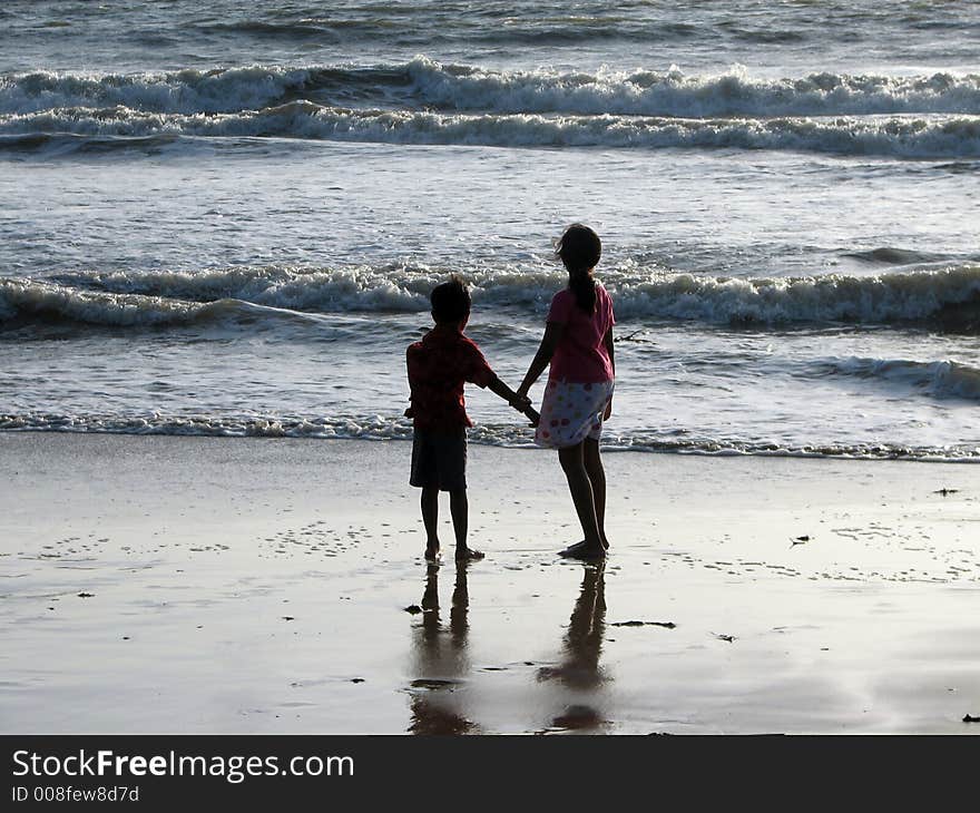 Kids playing on a Beach