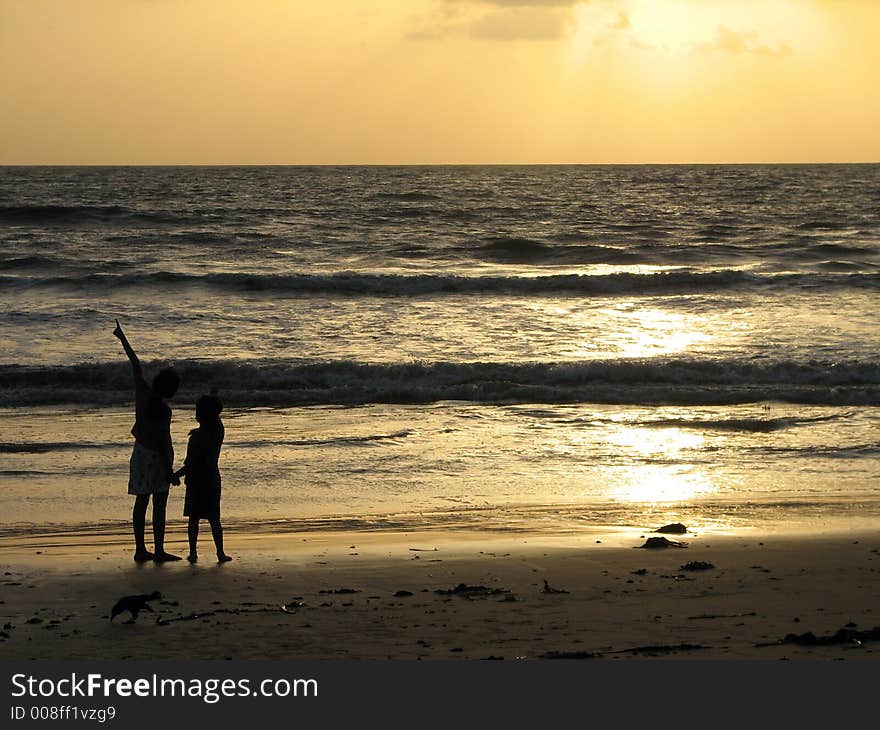 Kids playing on a Beach