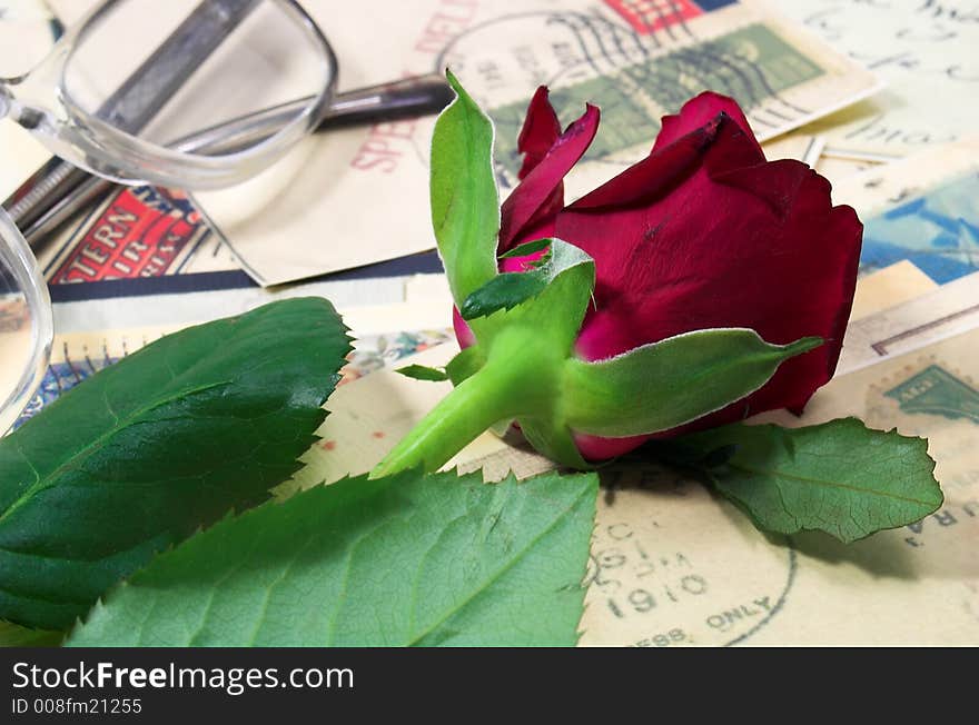 Red rose and letters