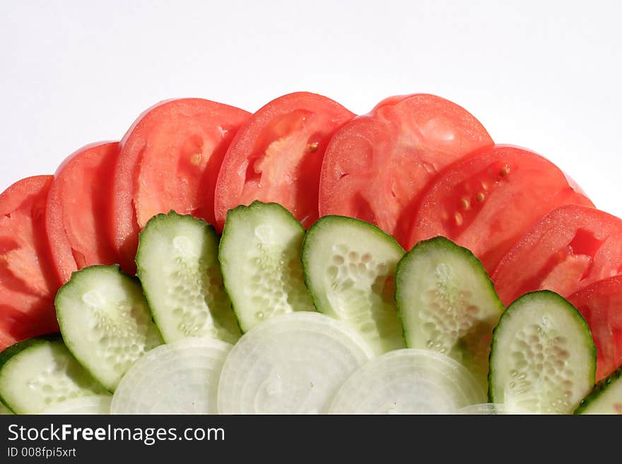 Salad from tomatoes, cucumbers, an onions