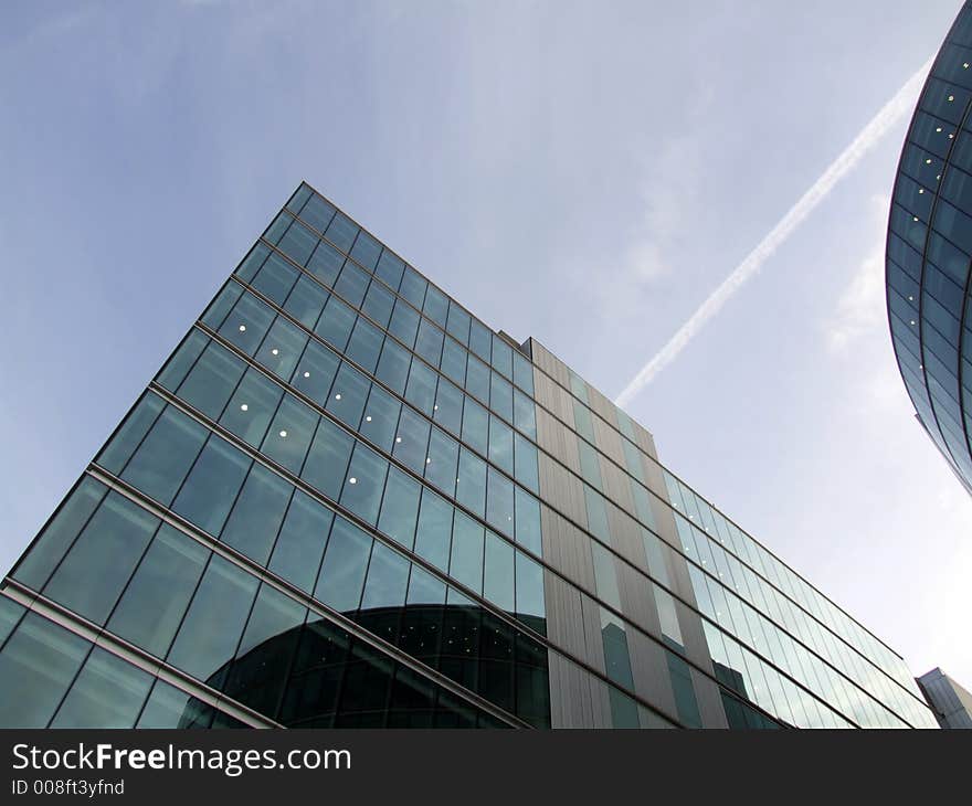 A modern glass building in central London. A modern glass building in central London.