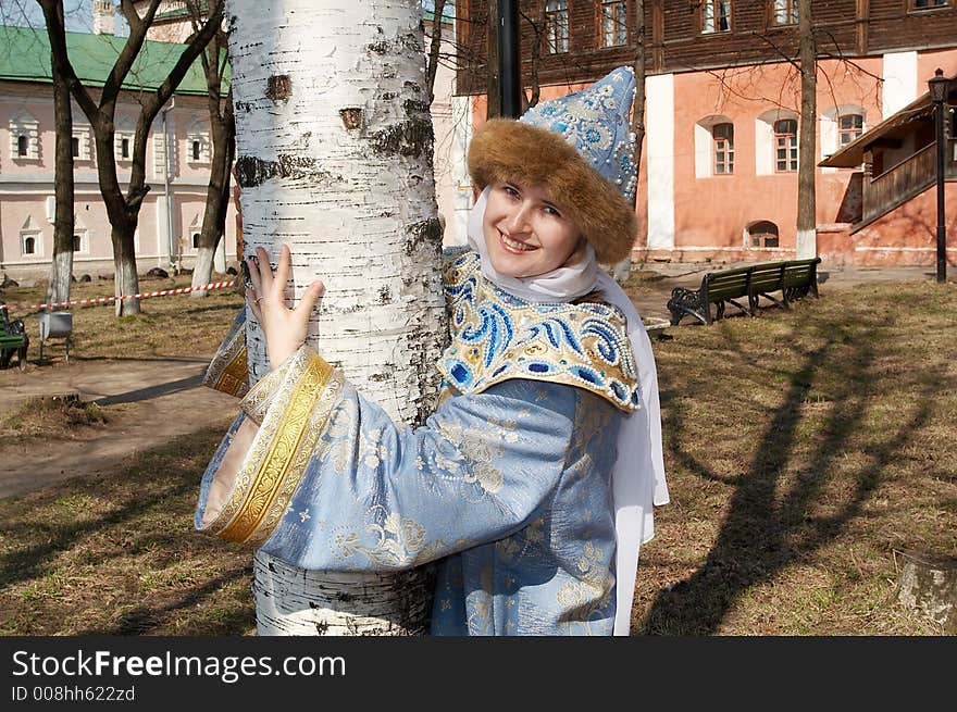 Girl in old Russian closes. Girl in old Russian closes