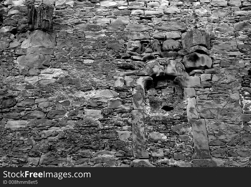 Limestone wall in a fortified church in romania