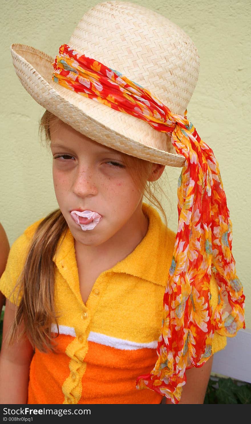 Unhappy girl with gum over her face. Unhappy girl with gum over her face