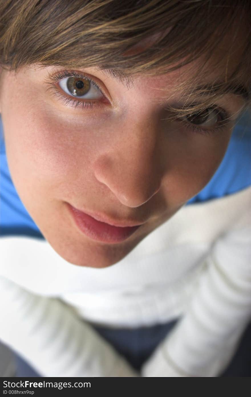 Portrait of Beautiful woman looking to the top