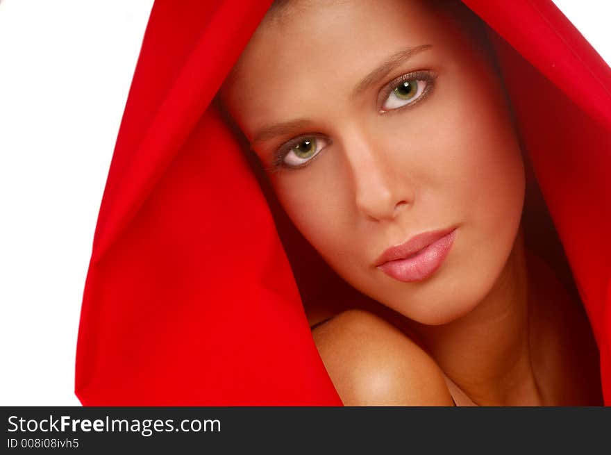 Beautiful Woman In red Cape. Beautiful Woman In red Cape