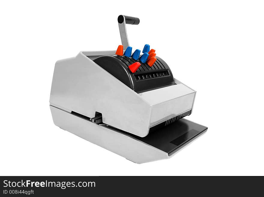 Old Cheque printer B&W with clipping path