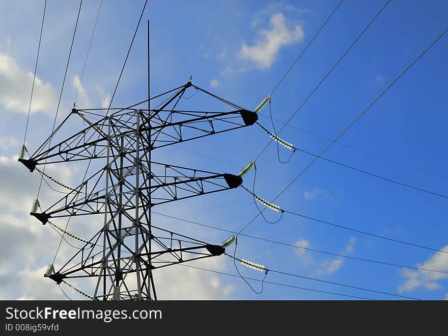 High voltage wires. Close up