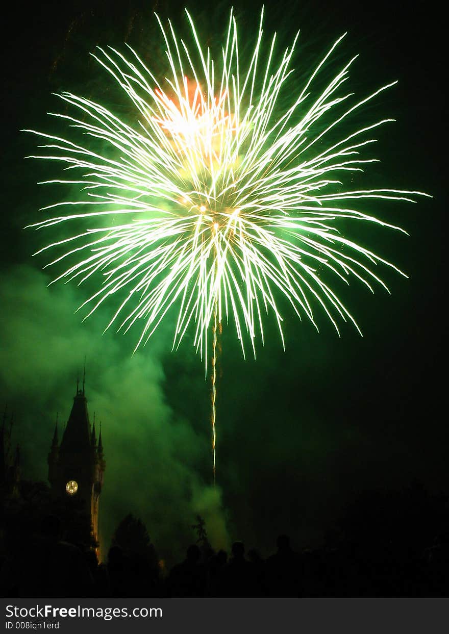 Sparkling fireworks in the sky over the Palace. Sparkling fireworks in the sky over the Palace.