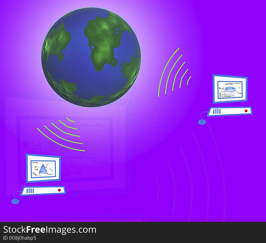 The earth and computer unit connected using wireless signal. The earth and computer unit connected using wireless signal