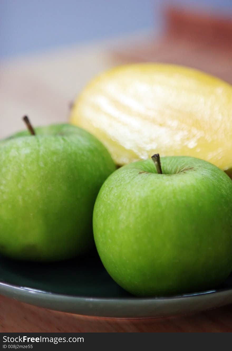 Luscious fresh fruit - green apples and mango