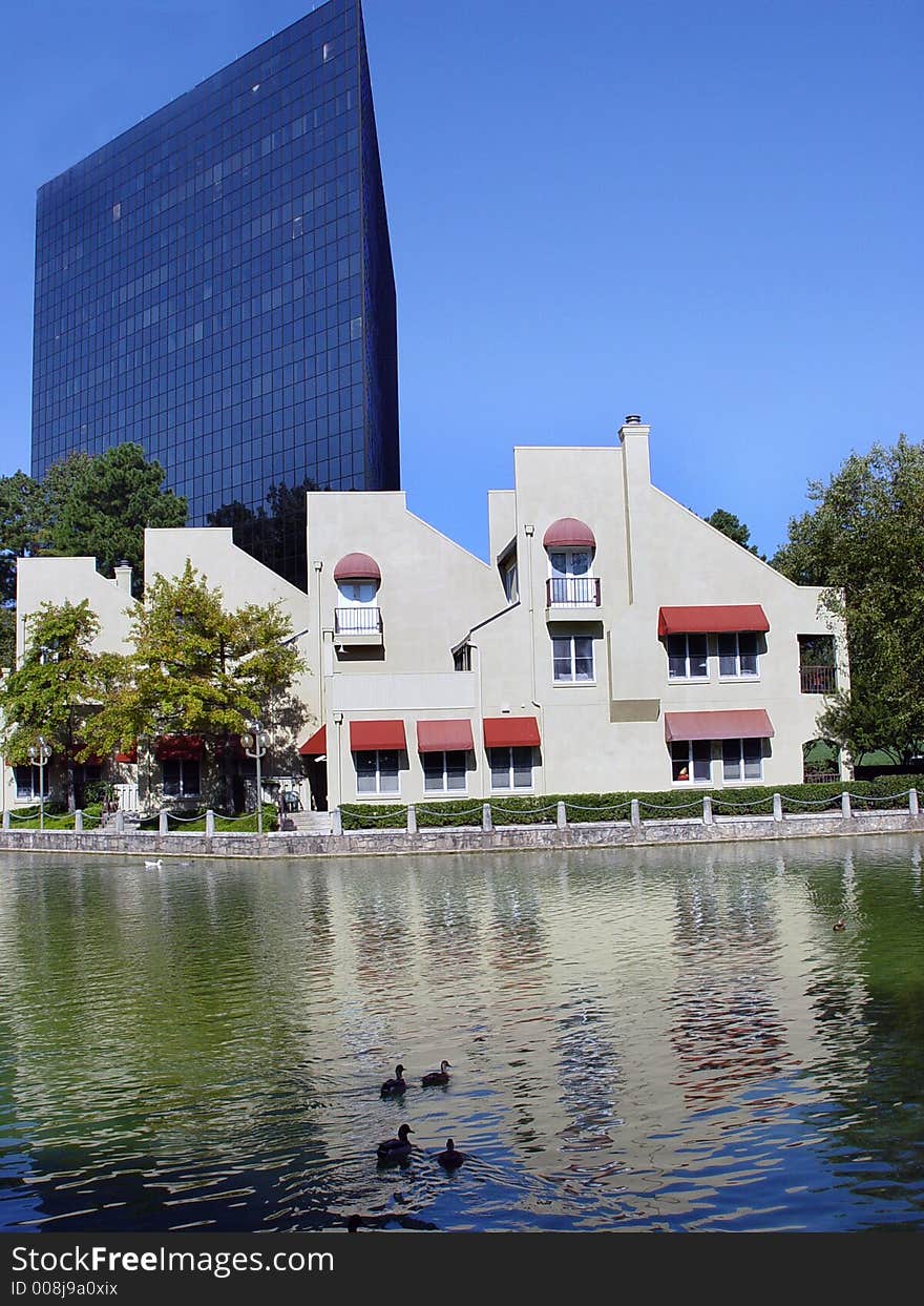 Upscale office park on a pond, Atlanta, GA