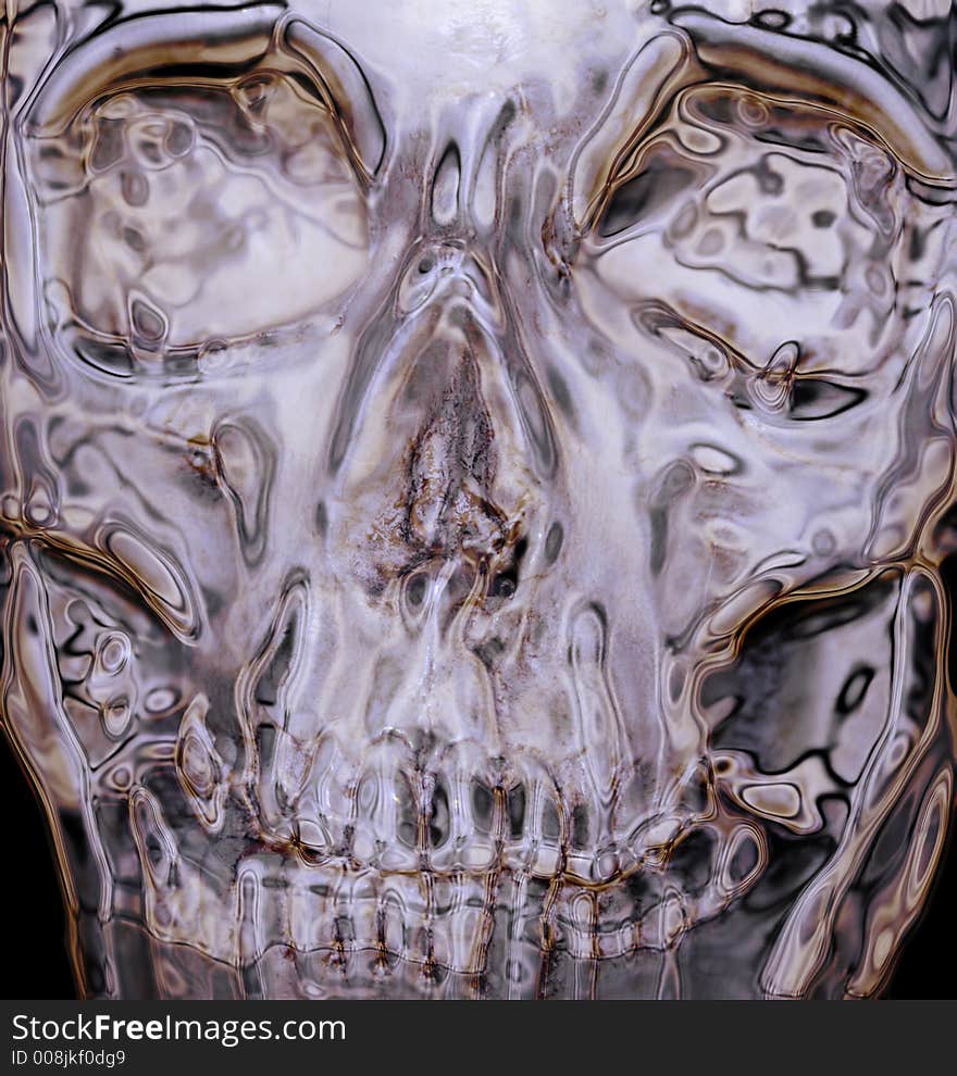 Computer generated skull look like glass