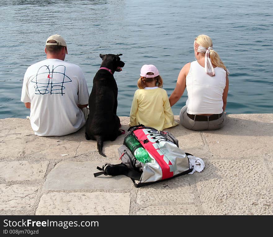 A Family Waiting for the Ship. A Family Waiting for the Ship