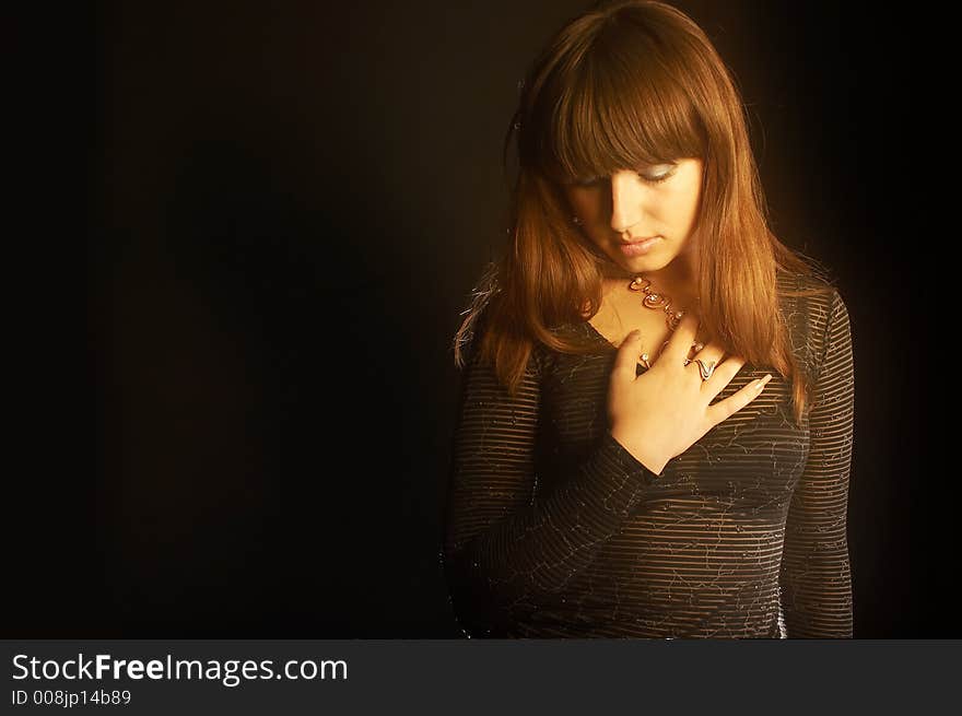 A portrait of a вashful girl in soft-focus. A portrait of a вashful girl in soft-focus