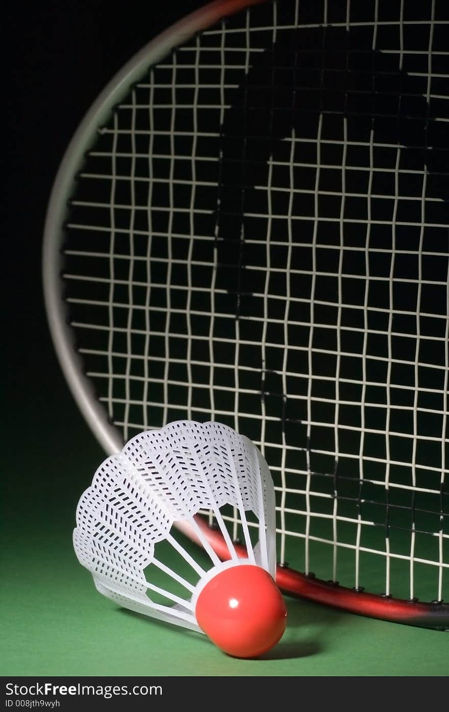 Shuttlecock and badminton close up white and red 3. Shuttlecock and badminton close up white and red 3