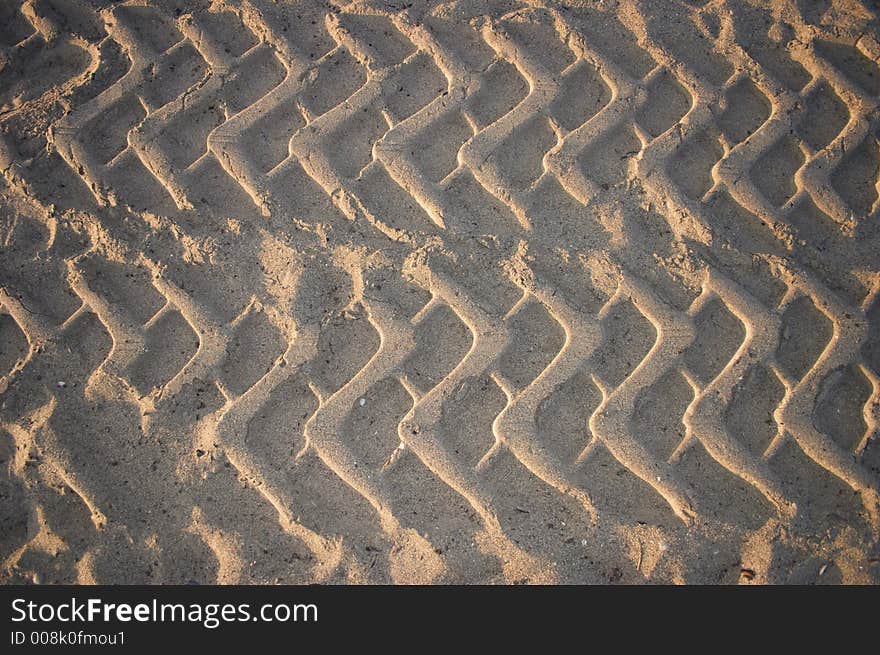 Tire tracks in Beach Sand. Tire tracks in Beach Sand