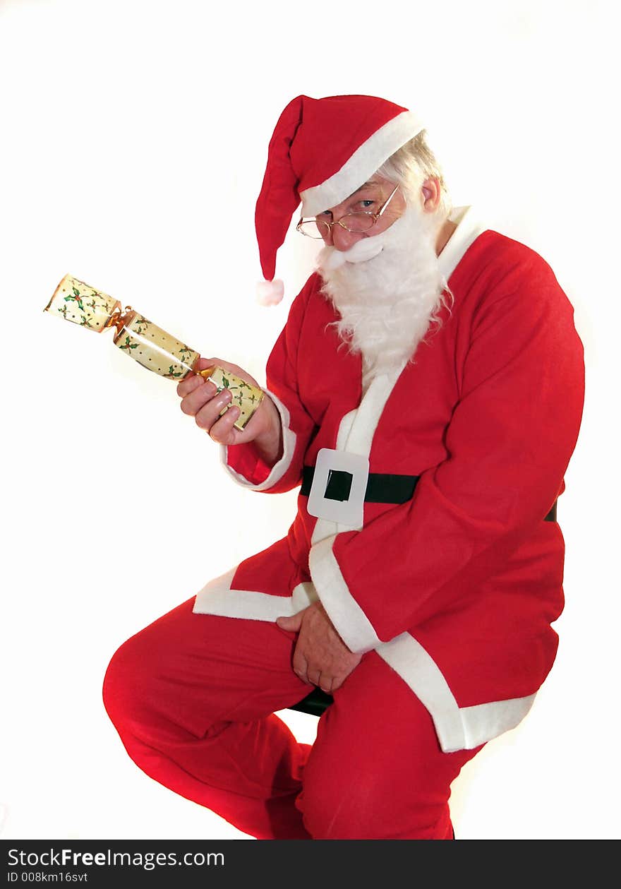 Santa wants you to pull his christmas cracker. Santa wants you to pull his christmas cracker