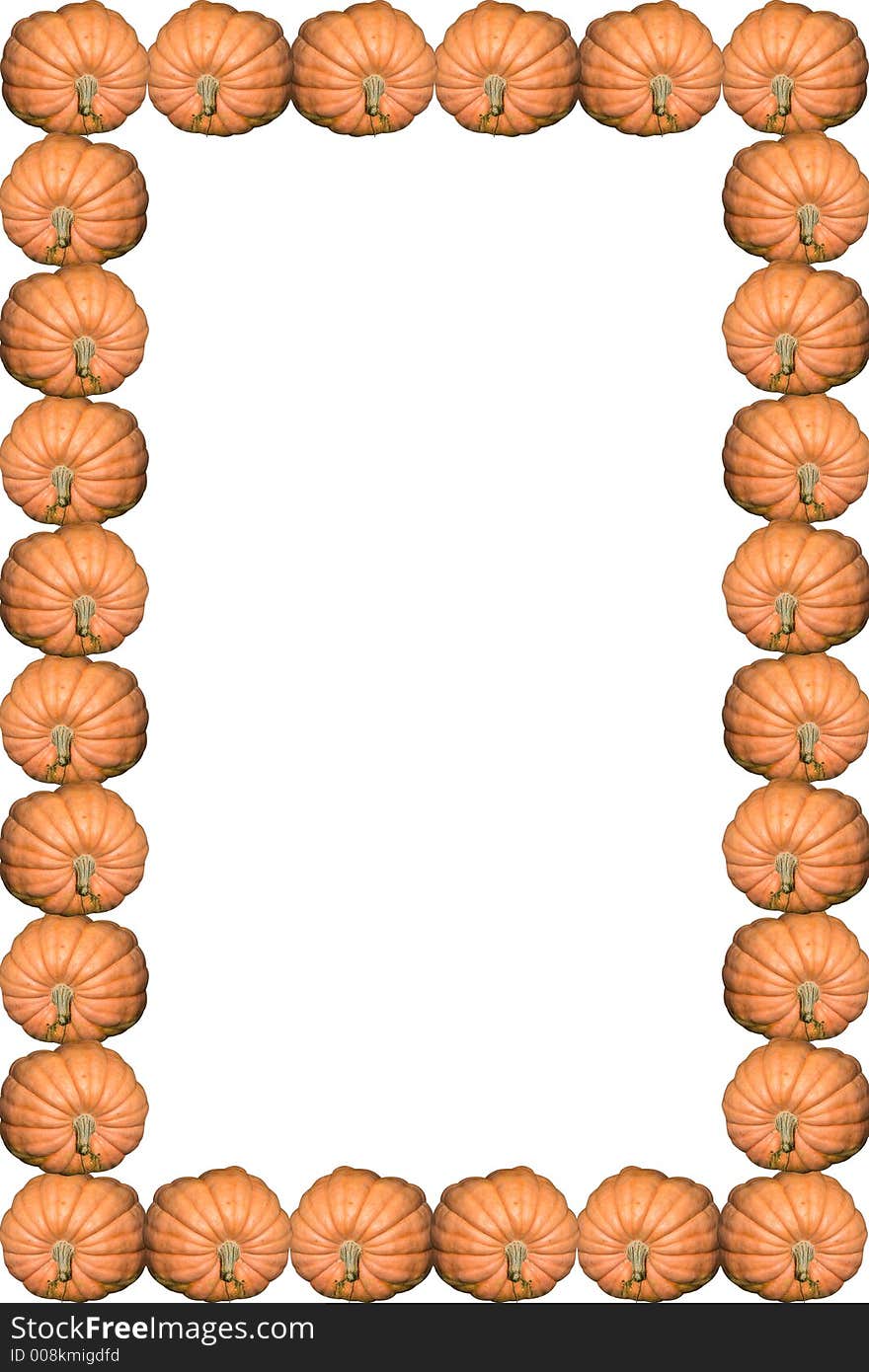 A frame of pumpkins on a white background. A frame of pumpkins on a white background