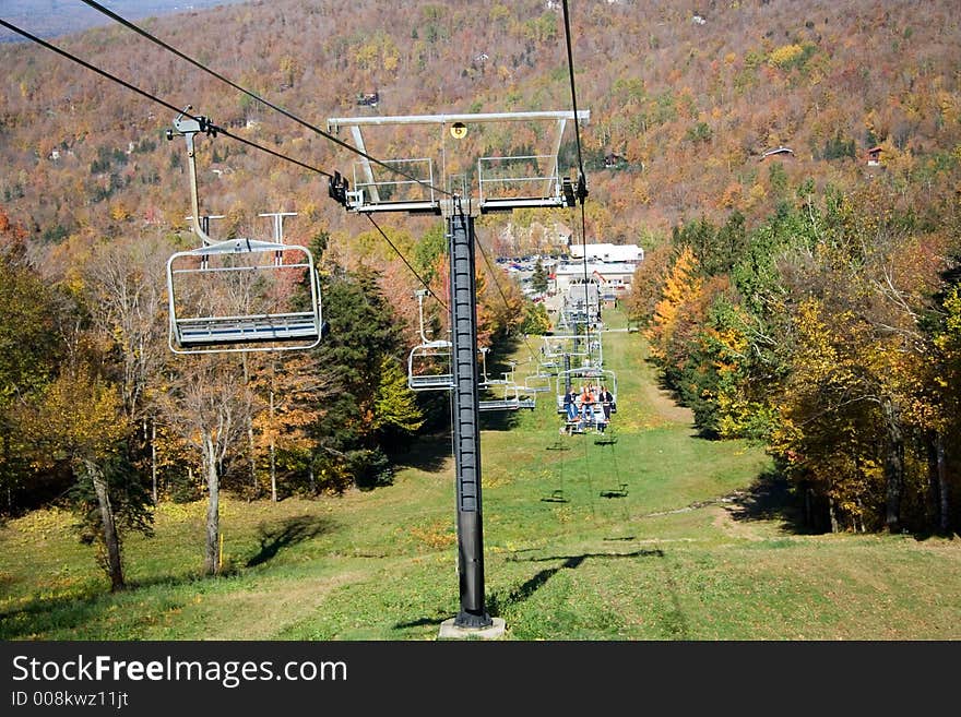 A view from the Mont Sutton chair-lift in Autumn. A view from the Mont Sutton chair-lift in Autumn.