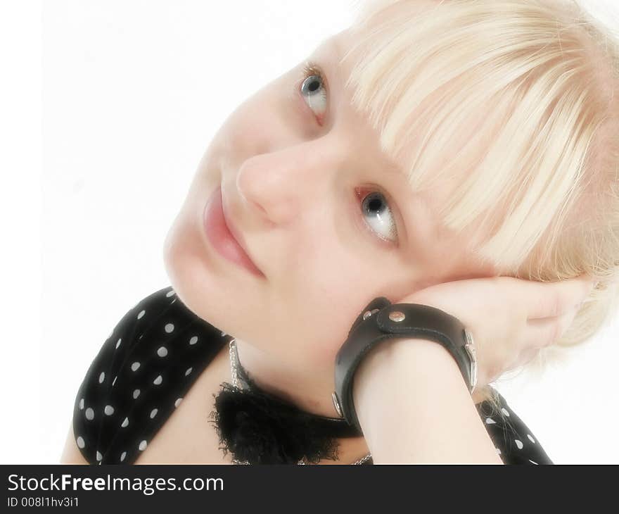 Portrait of beautiful seventeen year old girl.  Natural beauty, no make-up.  Thinking. Portrait of beautiful seventeen year old girl.  Natural beauty, no make-up.  Thinking.