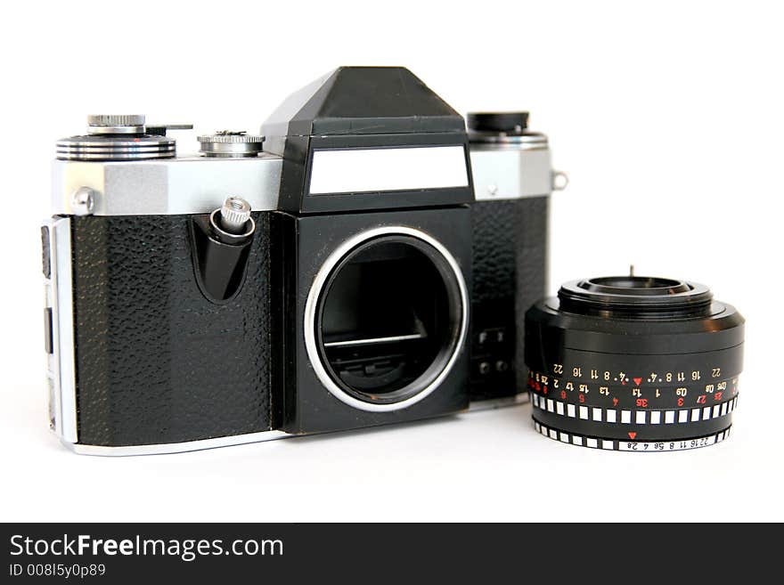 SLR photo camera in isolated