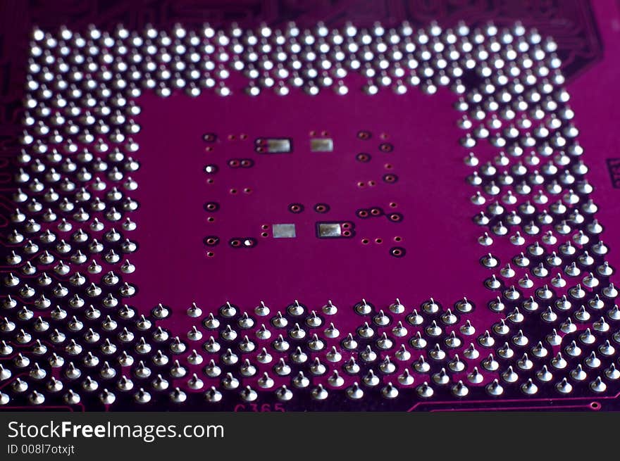 Microprocessor - solder layer, motherboard - violet.