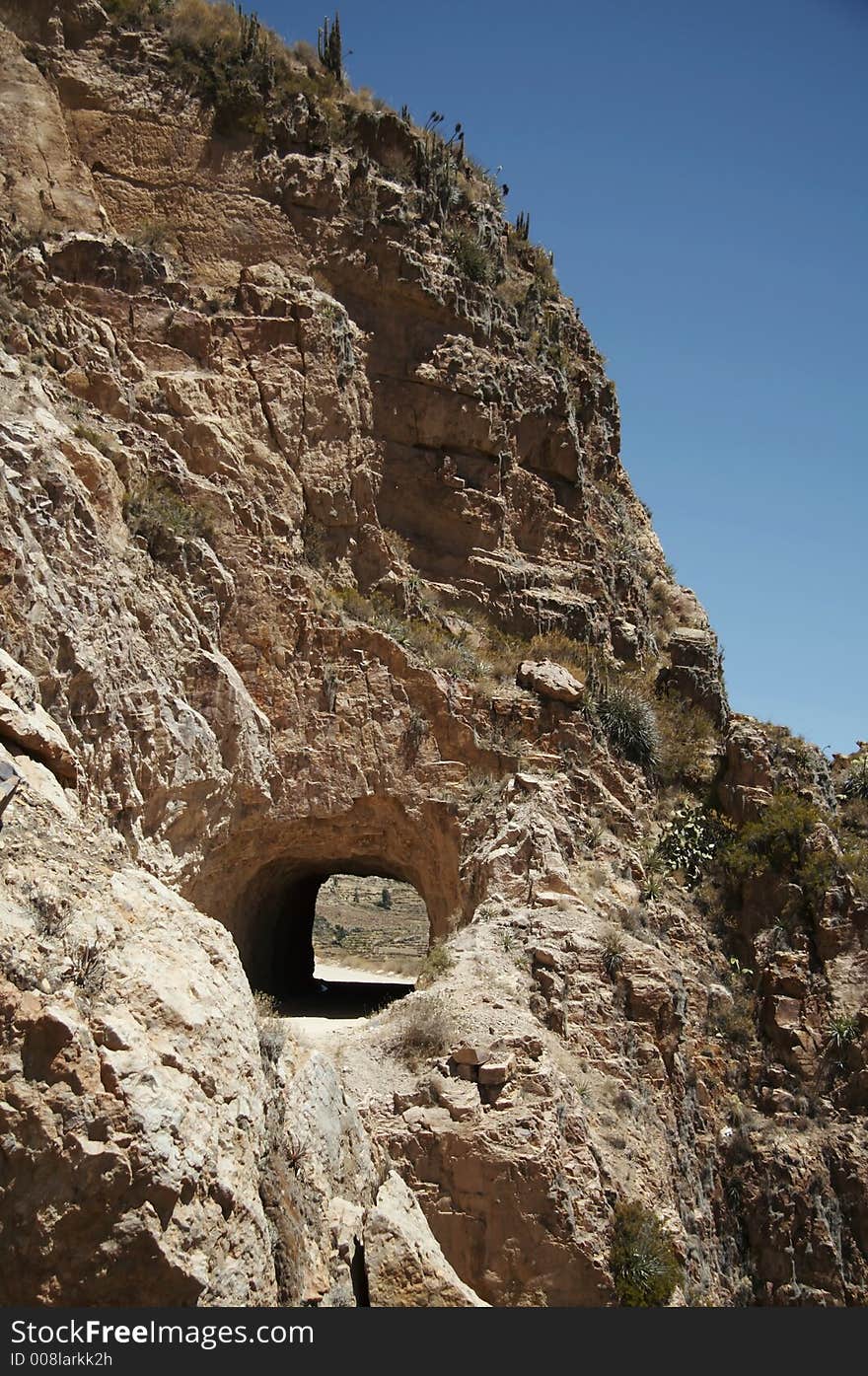 Tunnel in the stone in the Andes,Peru. Tunnel in the stone in the Andes,Peru