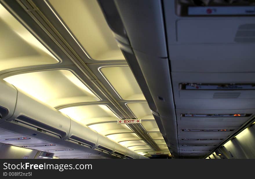 Inside of an airplane , ceilin