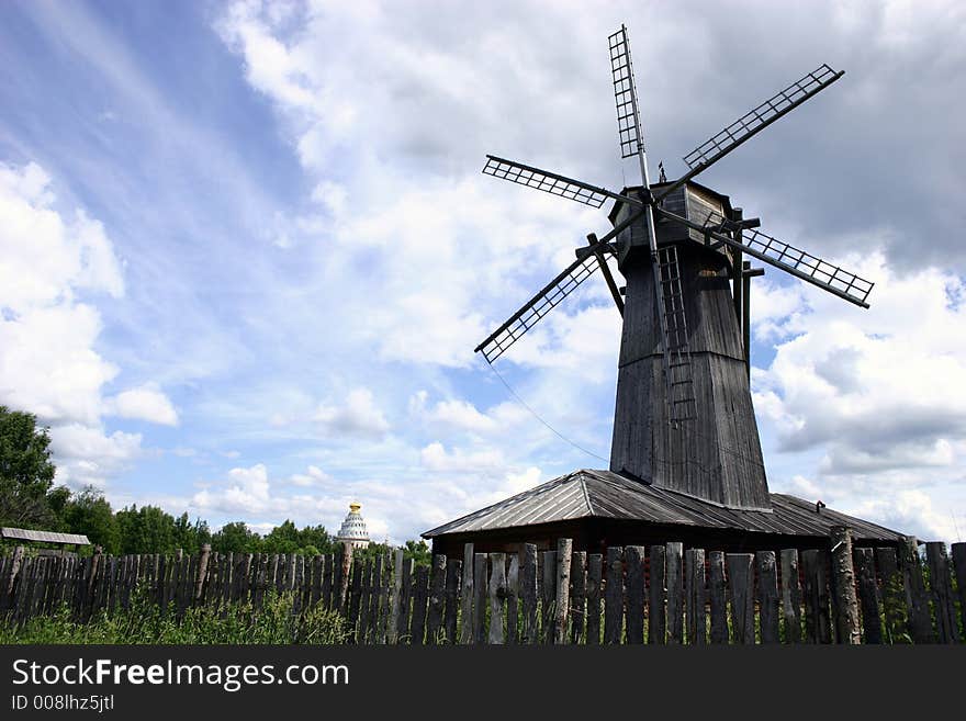 Old wind mill. Moscow region. Russia.