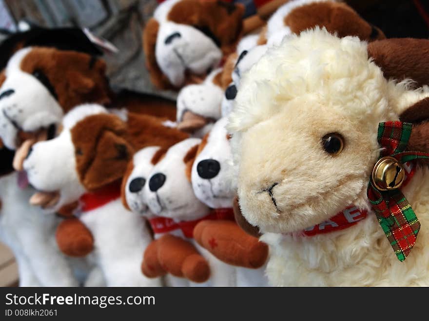 Mascots on sale in Serra de Estrela mountains in Portugal