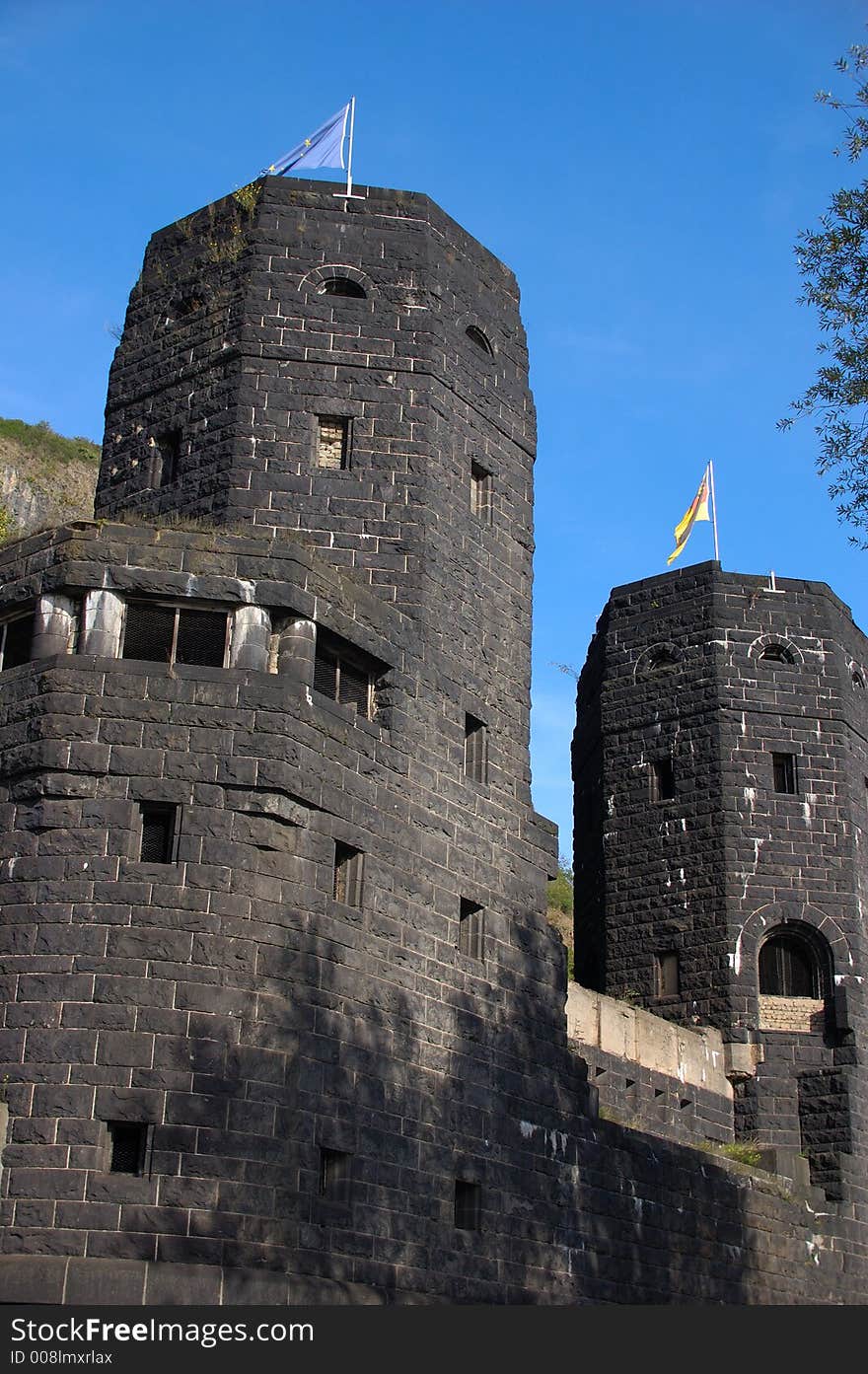 Old bridgehead of the remagen bridge, germany, river rhine. Old bridgehead of the remagen bridge, germany, river rhine