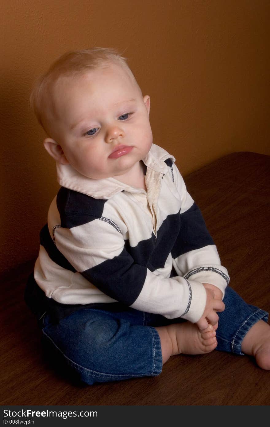 Eight months old baby boy poses for a portrait. Eight months old baby boy poses for a portrait