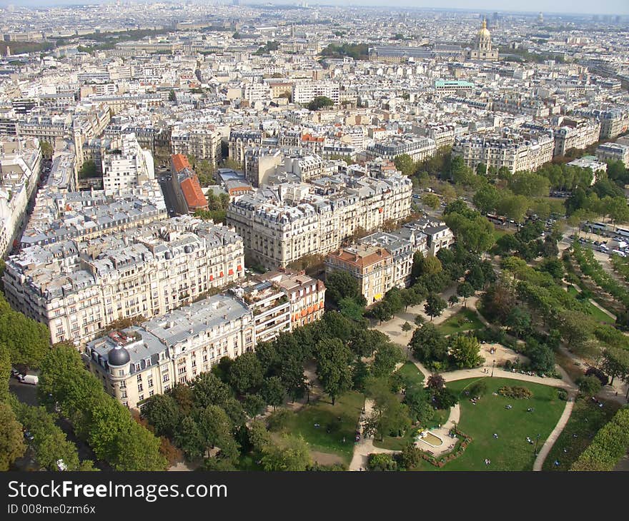 A photo from high up of Paris. A photo from high up of Paris