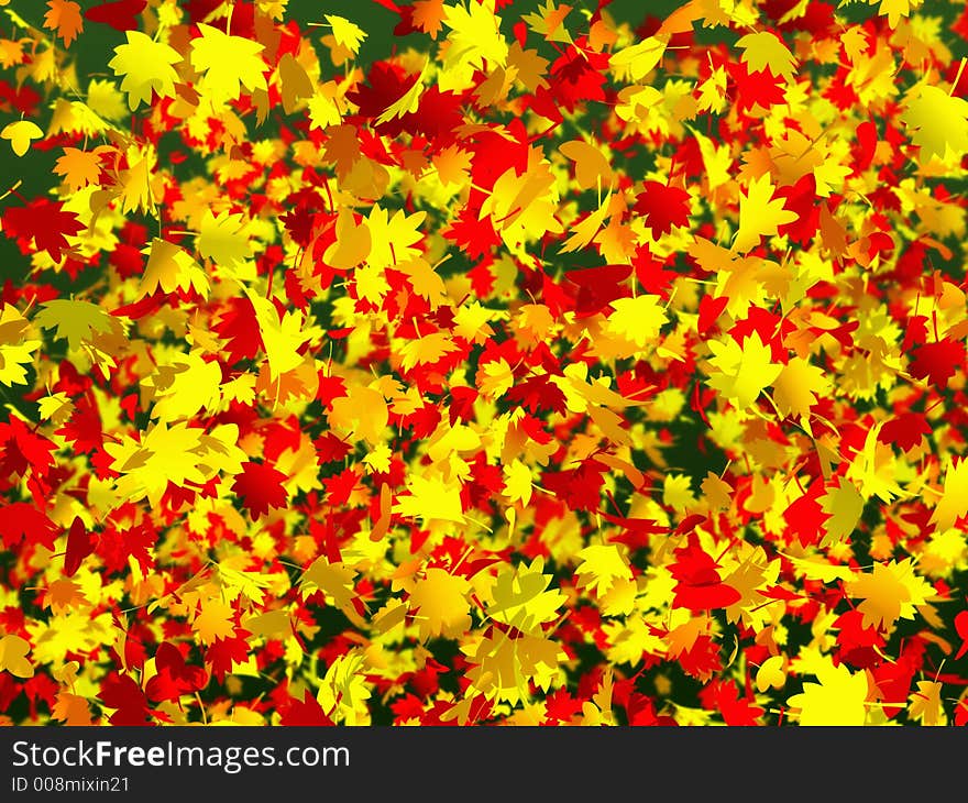 3d rendered colorful autumn leaves. 3d rendered colorful autumn leaves